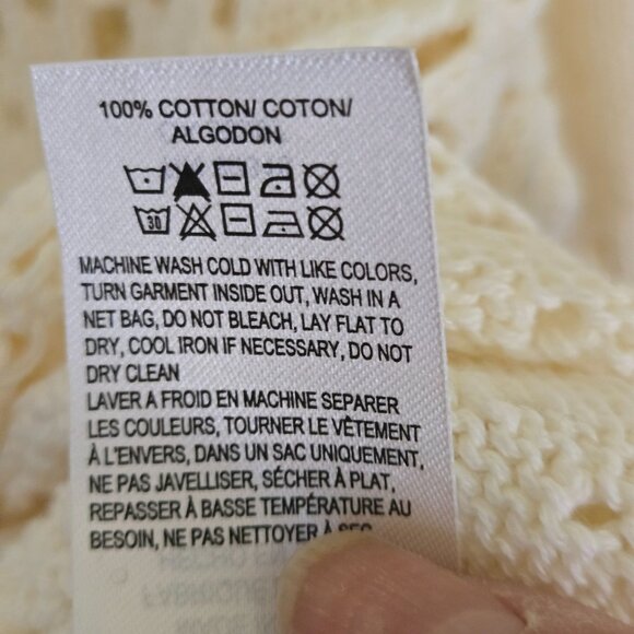 Lucky Brand NWT Open Stitch Peplum Long Sleeve Sweater Cream Size XL - Picture 10 of 11